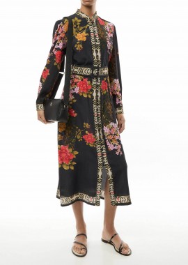 RAISHMA - Raishma γυναικείο φόρεμα midi με floral print - SS25RS33 Μαύρο