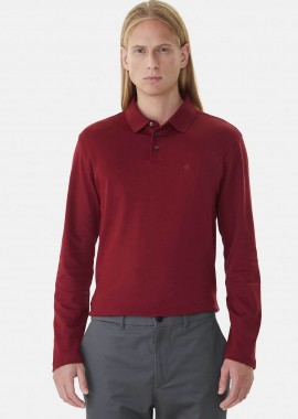Calvin Klein ανδρική μπλούζα πόλο με κεντημένο monogram Regular Fit - LV040EM909 Μπορντό