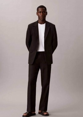 CALVIN KLEIN - Calvin Klein ανδρικό παντελόνι με ελαστική μέση Straight Fit - LV04LF619G Μαύρο