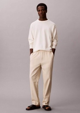 CALVIN KLEIN - Calvin Klein ανδρικό παντελόνι με ελαστική μέση Straight Fit - LV04LF619G Μπεζ