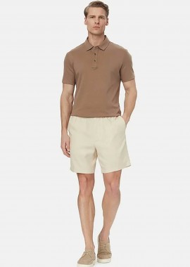 CALVIN KLEIN - Calvin Klein ανδρικό σορτς με λινό Straight fit - LV04LF620G Μπεζ