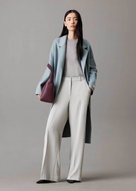 CALVIN KLEIN - Calvin Klein γυναικείο παντελόνι Slim Wide Leg - K20K207876 Εκρού