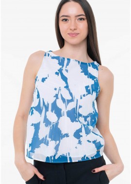 CALVIN KLEIN - Calvin Klein αμάνικη μπλούζα με floral print - LV044B929G Μπλε