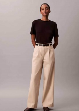 CALVIN KLEIN - Calvin Klein γυναικείο chino παντελόνι Relaxed Fit - LV044D664G Χακί