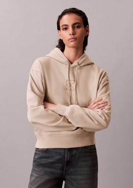 CALVIN KLEIN - Calvin Klein γυναικεία μπλούζα φούτερ με λογότυπο Relaxed Fit - LV047E240G Μπεζ