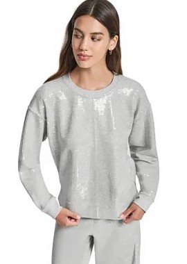 DKNY - DKNY γυναικεία μπλούζα φούτερ με παγιέτες - DJ6T1655 Γκρι