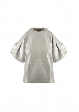 DKNY - DKNY γυναικεία μπλούζα με παγιέτες - DJ6T1670 Γκρι