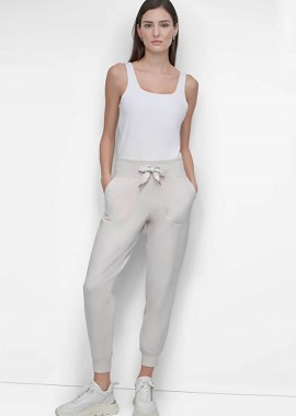 DKNY - DKNY γυναικείο παντελόνι φόρμας μονόχρωμο - DP5P3496 Κρέμ