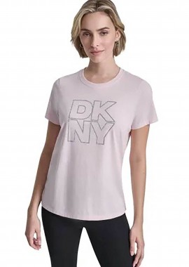 DKNY - DKNY γυναικείο T-shirt με logo print απο στρας - DP6T1533 Ροζ