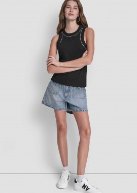 DKNY γυναικεία αμάνικη μπλούζα με τρούκς - DJ5T1694 Μαύρο