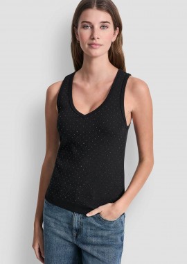 DKNY - DKNY γυναικείο τοπ αμάνικο με στρας - DJ6T1730 Μαύρο
