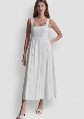 DKNY - DKNY γυναικείο midi φόρεμα με δέσιμο στην πλάτη - DJ6D9174 Λευκό