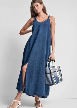 DKNY - DKNY γυναικείο denim φόρεμα αμάνικο - DJ6D9188 Denim Blue