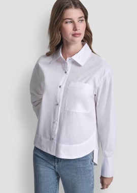DKNY γυναικείο πουκάμισο με κουμπιά με στρας - DJ6W2238 Λευκό