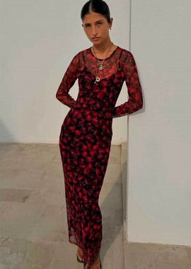 Never Fully Dressed γυναικείο maxi φόρεμα με cherry print 