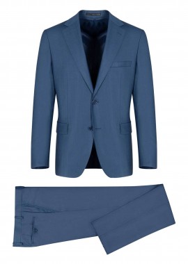 Prince Oliver ανδρικό κοστούμι μoνόχρωμο Modern Fit - 12989002 Μπλε