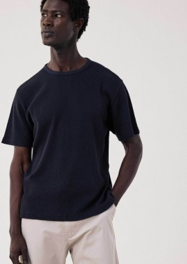 HARTFORD - Hartford ανδρικό T-shirt με waffle pattern Regular Fit - BF95310 Μπλε Σκούρο