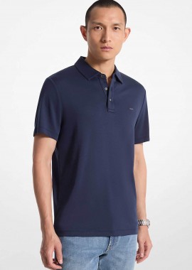 MICHAEL KORS - Michael Kors ανδρική μπλούζα πόλο με κεντημένο monogram Regular Fit - CB95FGVC93 Μπλε Σκούρο