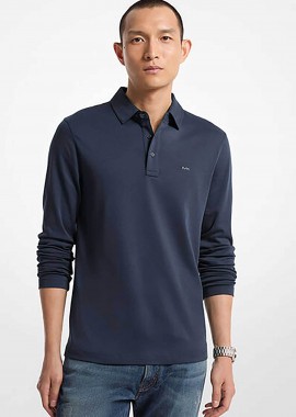 MICHAEL KORS - Michael Kors ανδρική μπλούζα πόλο με μακρύ μανίκι - CF150CFC93 Μπλε Σκούρο