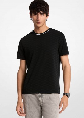 MICHAEL KORS - Michael Kors ανδρικό T-shirt με all-over jacquard monogram print Regular Fit - CR652TGK3W Μαύρο