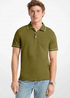 MICHAEL KORS - Michael Kors ανδρική μπλούζα πόλο με contrast trims και κεντημένο monogram Regular Fit - CR652SX20B Λαδί