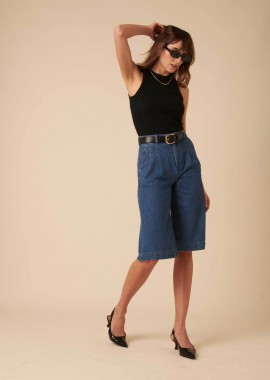 Nobody΄s Child γυναικεία βερμούδα denim με πιέτες - B251213BLU Denim Blue