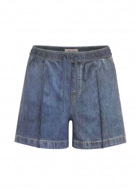 Guess γυναικείο denim σορτς ψηλόμεσο με ελαστική μέση Relaxed Fit - W6GD53D7901 Denim Blue