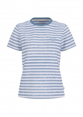 GUESS - Guess γυναικείο T-shirt με ριγέ σχέδιο και logo print Regular Fit - W6GIZ3KCTF1 Μπλε
