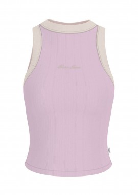 Guess γυναικείο αμάνικο τοπ ribbed με κεντημένο λογότυπο Slim Fit - W6GPZ8KF641 Ροζ