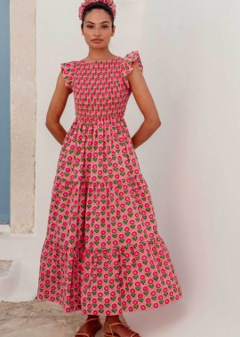 PINK CITY PRINTS - Pink City Prints γυναικείο maxi φόρεμα