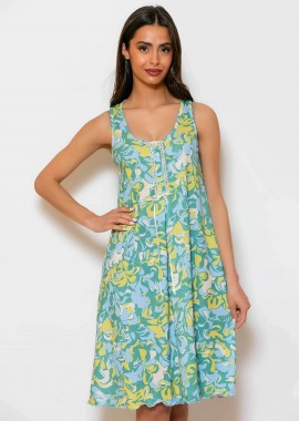 Scherzo γυναικείο νυχτικό αμάνικο με floral print - 5672 Γαλάζιο