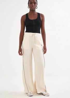 COLCCI - Colcci γυναικείο λινό παντελόνι φόρμας με contrast ρίγα Relaxed Fit