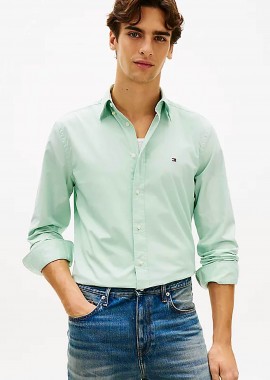 TOMMY HILFIGER - Tommy Hilfiger ανδρικό πουκάμισο button down με κεντημένο λογότυπο Regular Fit - MW0MW37550 Πράσινο Μέντας