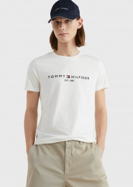TOMMY HILFIGER - Tommy Hilfiger ανδρικό T-shirt με λογότυπο Regular Fit - MW0MW11465 Λευκό