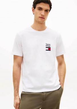 TOMMY HILFIGER - Tommy Hilfiger ανδρικό T-shirt με λογότυπο Regular Fit - MW0MW42367 Λευκό