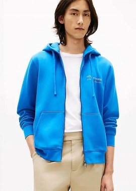 TOMMY HILFIGER - Tommy Hilfiger ανδρική ζακέτα φούτερ με λογότυπο Regular Fit - MW0MW42462 Μπλε