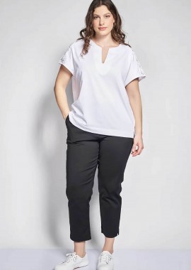 PARABITA - Parabita γυναικείο παντελόνι chino Straight Fit - 012610209706 Μαύρο