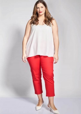 Parabita γυναικείο παντελόνι chino Straight Fit - 012610209706 Κόκκινο