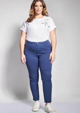 PARABITA - Parabita γυναικείο παντελόνι Slim Fit - 012610205378 Μπλε