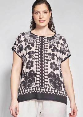 PARABITA - Parabita γυναικεία μπλούζα με floral print - 012610100404 Μαύρο