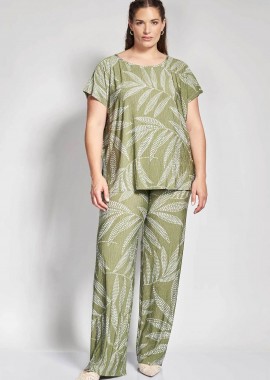 PARABITA - Parabita γυναικεία παντελόνα με floral print - 012610200108 Χακί