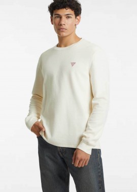 GUESS - Guess ανδρική μπλούζα με logo patch Regular Fit - M4BI77KCII1 Εκρού