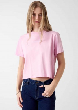 Guess γυναικείο T-shirt με λογότυπο Βοxy Fit - W5RI42K8HM0 Ροζ