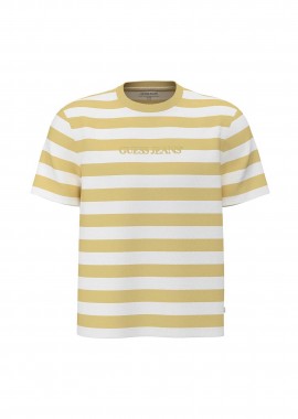 Guess ανδρικό T-shirt με ριγέ σχέδιο και λογότυπο Regular Fit - M4YI84K9XF1 Κίτρινο