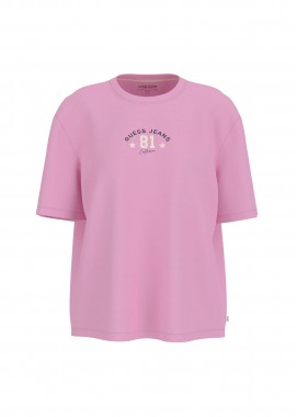 GUESS - Guess γυναικείο T-shirt με λογότυπο Regular Fit - W6RI20K8HM0 Ροζ