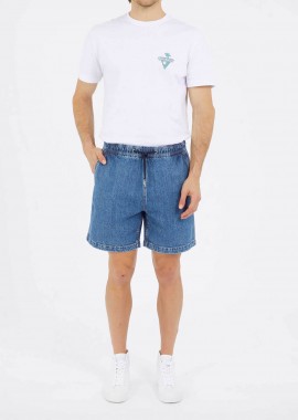 Guess ανδρική denim βερμούδα με ελαστική μέση Relaxed Fit - M5GD35D5M54 Denim Blue