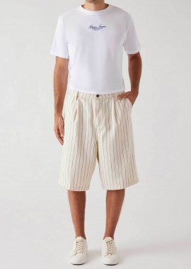 GUESS - Guess ανδρική βερμούδα με ριγέ σχέδιο Baggy Fit - M6GD39D7961 Εκρού