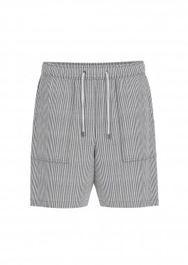 GUESS - Guess ανδρική βερμούδα με ελαστική μέση και ριγέ σχέδιο Regular Fit - M6GD56WO551 Μαύρο