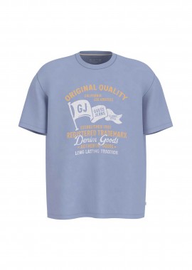 GUESS - Guess ανδρικό T-shirt με print Oversized Fit - M6GIB8K8FQ4 Μπλε Ανοιχτό