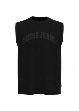 Guess ανδρική αμάνικη μπλούζα με logo print Regular Fit - M6GPB2K8FQ4 Μαύρο